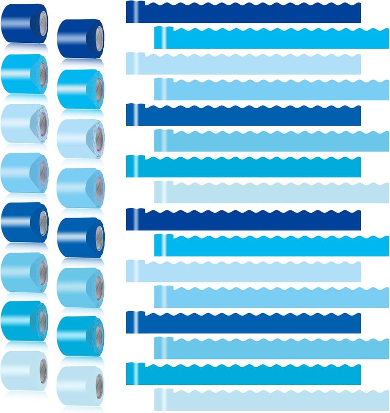 DASTTUIS 16 Rolls 524.8 Ft Blue Bulletin Board Borders Set - Scalloped Trim for Classroom Decor, Office, School Decorations - Teacher Borders for Bulletin Boards, Wall & Theme Supplies - Image 1